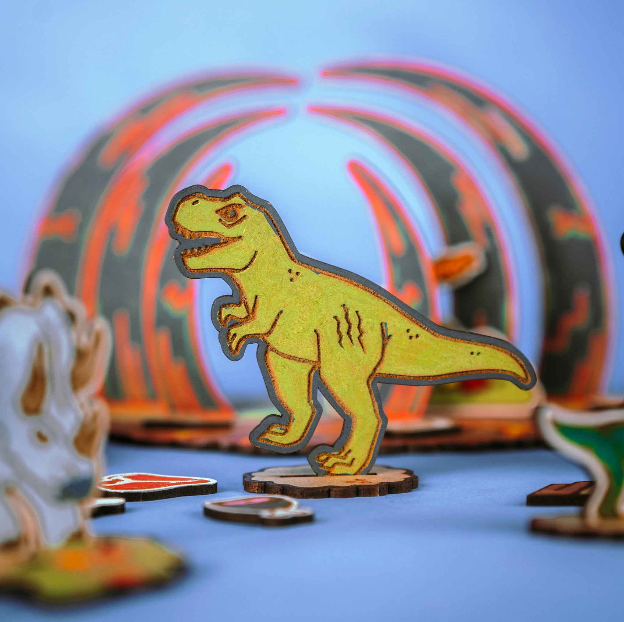 Crateit | Dinosaurierholzspielzeug | Der Kampf in der Wildnis
